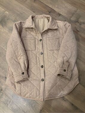 Quilted Button-Front Light Taupe Jacket